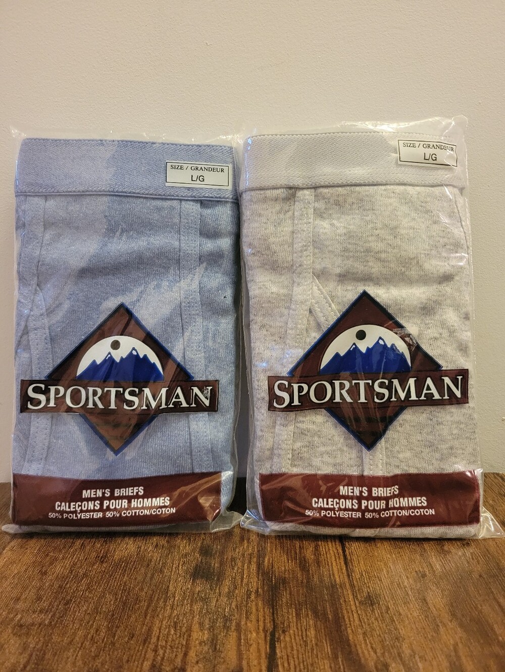 Vintage Sportsman Men's Briefs Pack of 2 - Size L/G - Deadstock NWT Blue & Grey